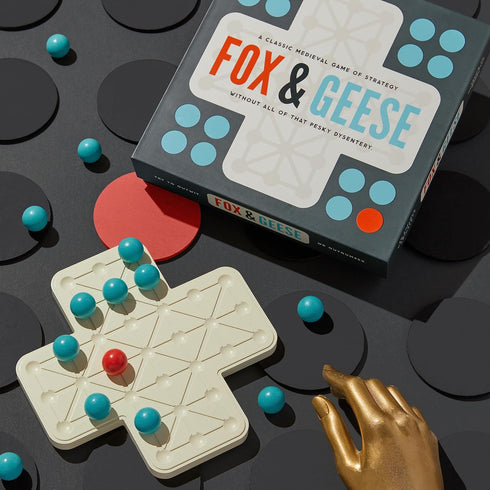 Brass Monkey Fox & Geese – Classic Strategy Game Set with Beautiful Painted Wooden Pieces for 2 Players