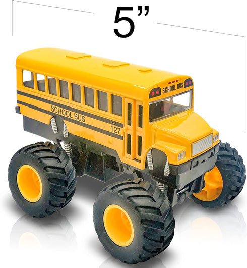 5-Inch Pullback ArtCreativity Diecast Monster School Bus Mechanism Toy Truck with Big Wheels, Play Vehicle Gift