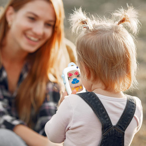 Baby Selfie Toy Phone with Easy-Press Buttons & Light-up Mirror, Musical Toys for 9+ Month Old Baby