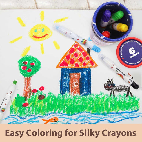 6 Lebze Jumbo Crayons for Toddlers, Colors Washable Crayons, Easy to Hold Silky Large Crayon for Babies and Children