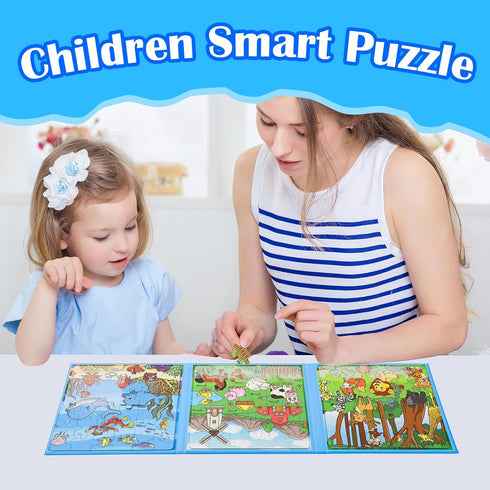 Magnetic Puzzles for Toddlers 3-5, 36 Pieces Airplane Car Road Trip Activities, Learning Educational Games