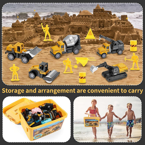Kit,2.2lbs Sand,8 Vehicles,1 Sandbox,8 Signs,6 Molds,1 3+ Play Construction Sand Magic Alloy Construction Inflatable