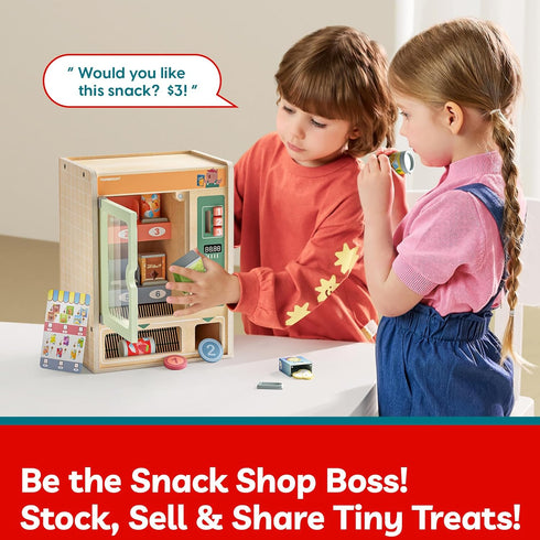 Set, 3+ TOP BRIGHT Wooden Vending Machine Play Play Food for KidsPretend Play Toys with Wooden Snack Bars and Drink