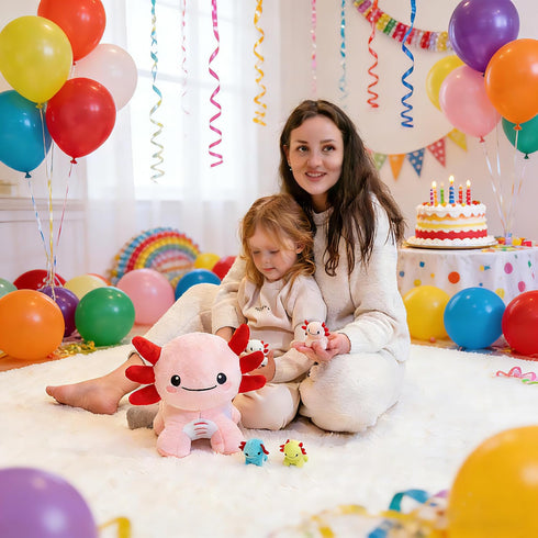 Mommy 5 3-8, Axolotl Stuffed Animals, Axolotl Plush with Baby, Pcs Plush Toy for Girl Boy, Birthday Gifts