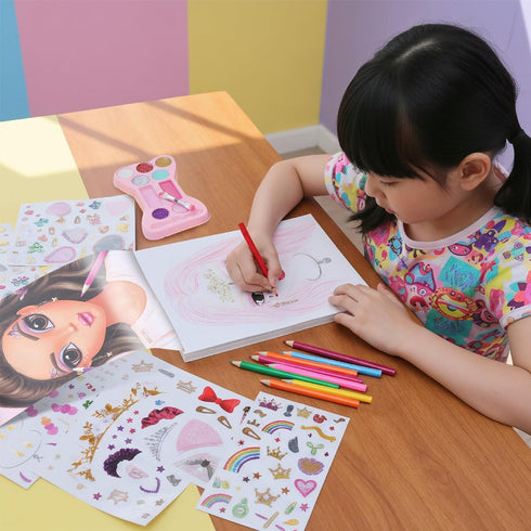 3 1 200+ 5,6,7,8. BSCOOL Make-up Artist. in Fun Makeup, Sticker, Coloring Kit, Includes Color Pencils, Makeup Palette