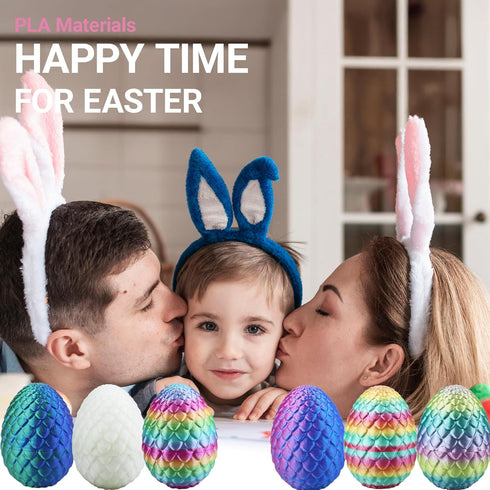 HTXJ-MF 6PCS 3D 3D Printed Dragon Eggs with Dragon Inside, Easter Basket Stuffers Mini Mystery Crystal Egg Fidget Toy