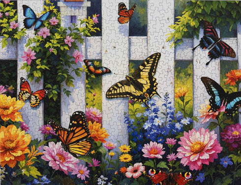 500 Springbok Butterfly Haven Piece Jigsaw Puzzle for Adults - Colorful Butterfly Garden - Unique Cut Pieces - Made