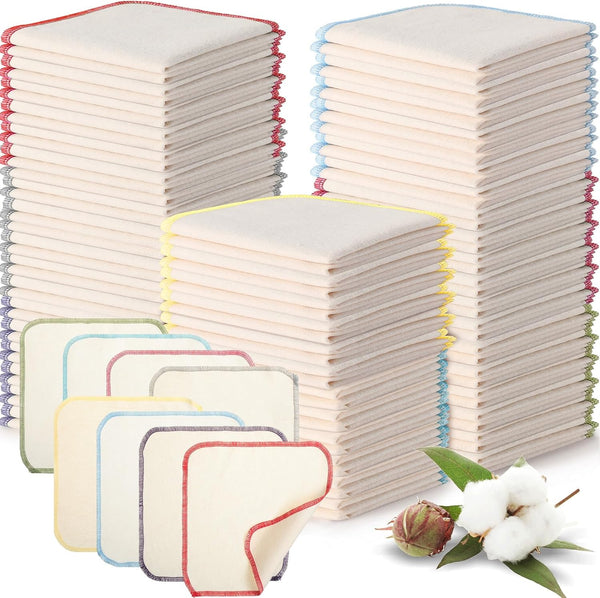 Mixweer 96 Pcs Flannel Cloth Baby Wipes Reusable Baby Diapers Wipes Washable