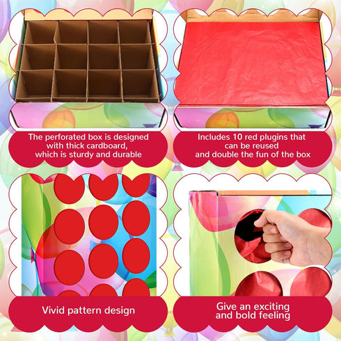 Prize Party Punch Box Game: 10 Paper Board Inserts, 12 Compartment Holes - Award Box for Birthdays & Events