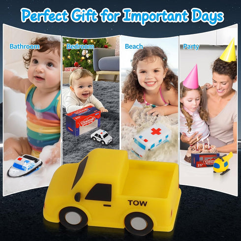 6 Pack, 100% Light Up Bath Toys Food Grade Silicone Bathtub Toys, Shake-Activated Light Up Toys Flash & Lights Color