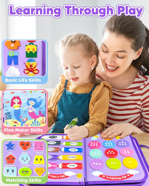 Walenty Busy Board Montessori Toys for Toddler Boy Girl Birthday Gifts, Busy Book Sensory Learning Toys for Toddlers