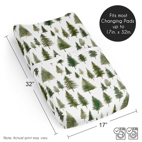 Sweet Jojo Designs Baby Changing Pad Cover Sheet (Sage Green Woodland) for Girls/Boys, Infant/Newborn Diaper Change