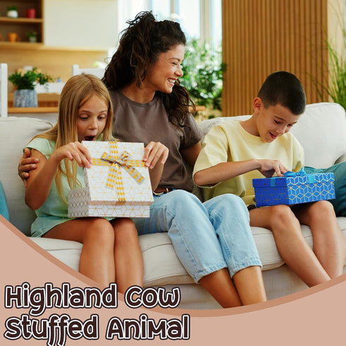 8 Inch Country Highland Cow Stuffed Animal, Cute Cow Plush Toy with Guitar and Cowboy Hat, Soft Kawaii Plushie Pillow