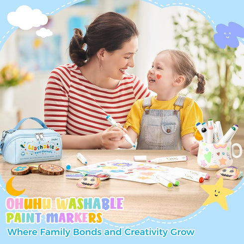 3-14 Ohuhu Acrylic Paint Markers Ultra-Washable Markers for Kids Bullet Tip Paint Pens for Rock Painting Easter Eggs