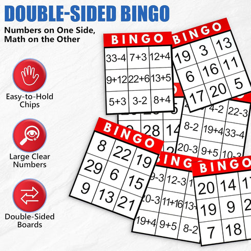 Set, Assistex Large Print Bingo Cards for Seniors - Double-Sided Jumbo Bingo Cards with Complete Fun Elderly Card