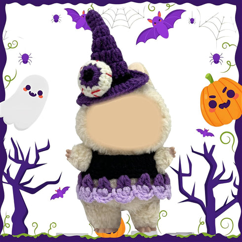 17cm Set 17cm Halloween Clothes for Doll Outfits, Hat Dress for Dolls, Stylish Adorable Halloween Clothes Accessories