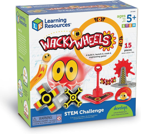 Learning Resources Wacky Wheels STEM Challenge, Science STEM Game, 15 Pieces, Ages