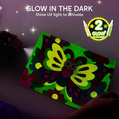 14 6 4 5+ JOVA Klever Kits Glow Sand Art Kits for Kids, Glow in The Dark Sand Painting with Colors, Kids Crafts