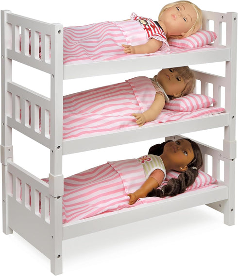 Badger Basket Pink Stripe Convertible Doll Bunk Bed with Storage Baskets & Personalization Kit for 20 inch Dolls