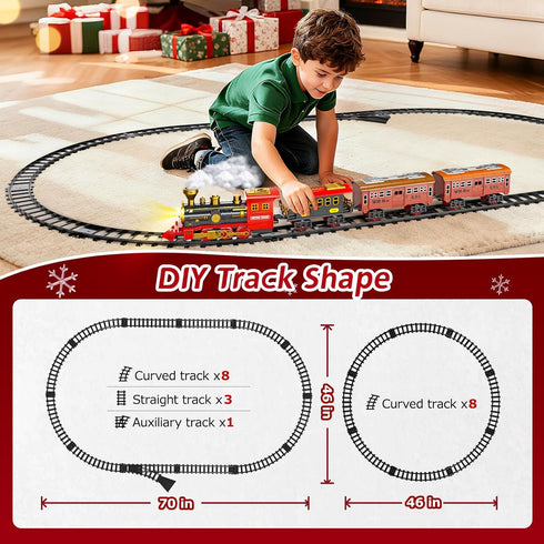 Novaluki Set 3 4 5 6 7 8 Electric Train for Kids, Christmas Train Toys with Smoke, Light and Sound, DIY Building Train