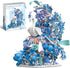 Blue Flowers Peacock Building Set for Adults - Creative Animal Botanicals Peacock