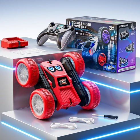 360 2.4 8-12 3+ WayEee Remote Control Car, Flips RC Stunt Car with LED Lights Strips, Type-C Charge Modular Battery