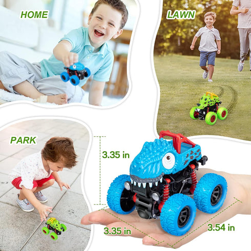 LODBY Dinosaur Toys Pull Back Vehicles, Monster Truck for Boys Age 2-5, Dino Cars for Christmas Birthday Gifts