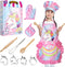 Vanmor Unicorn Kids Cooking and Baking Sets, 11Pcs Kids Aprons for Girls,