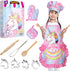 Vanmor Unicorn Kids Cooking and Baking Sets, 11Pcs Kids Aprons for Girls,