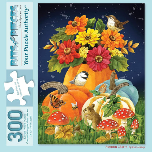 Bits and Pieces - 300 Piece Jigsaw Puzzle for Adults, 18" x 24", Autumn Charm by Artist Jane Maday