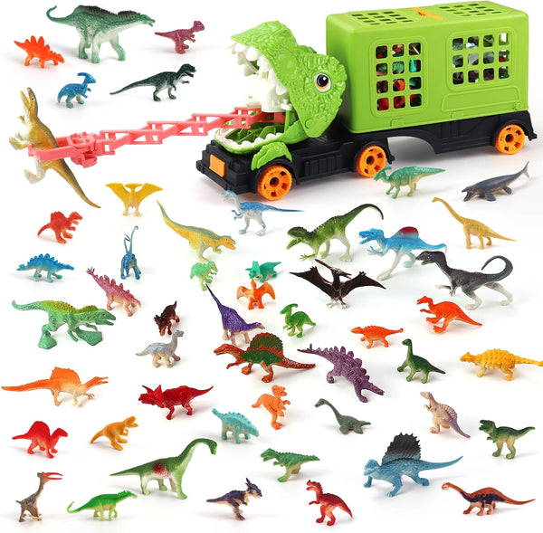 50PCS Dinosaur Truck Toy, Tyrannosaurus Capture Vehicle with 50 Dinosaur Figures, Educational