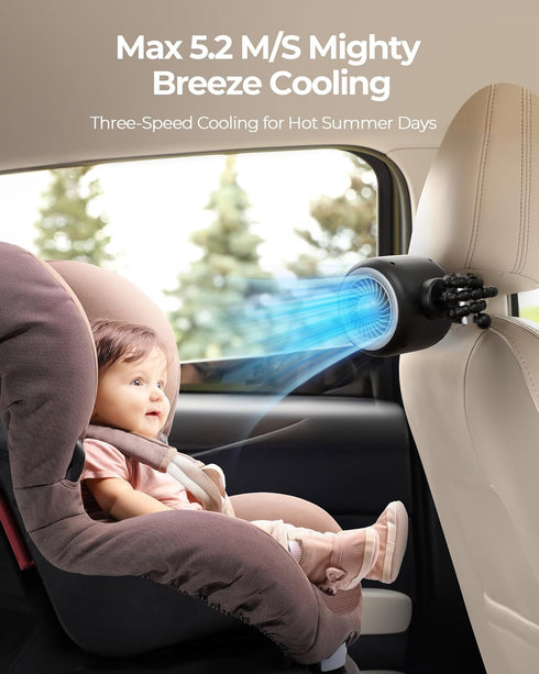 Koonie Portable Stroller Fan with Flexible Tripod, Rechargeable Battery Operated Clip-on Fan for Baby Travel Gear