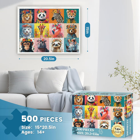 500 500 20.5 15 inch Piece Puzzles for Adults,Beautiful Wild Animals Jigsaw Puzzle for Adults Seniors,Recycled