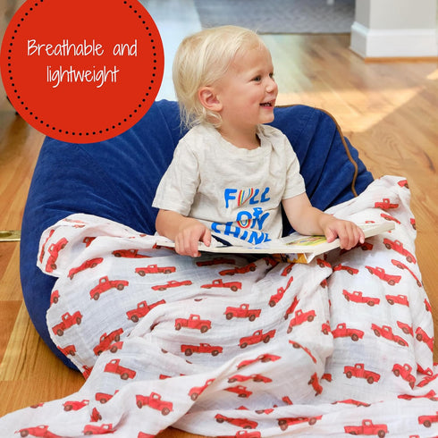 100% 47 47 Inches LollyBanks Muslin Swaddle Blanket, Muslin Cotton Soft Baby Blankets for Boys, X Breathable