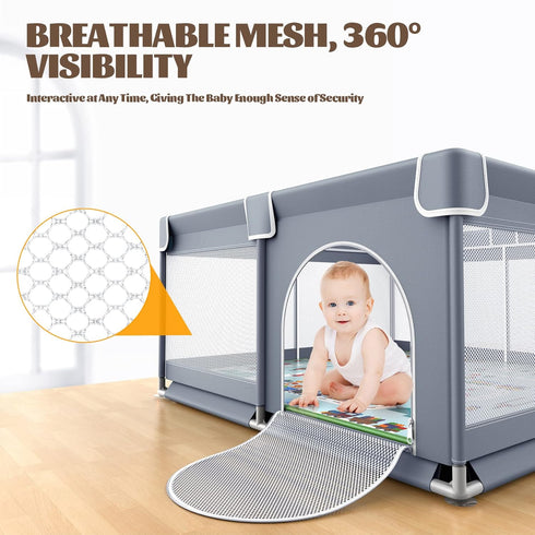 50x50 Inch, (50"x50", VANCLE Baby Playpen with Mat Playpen for Babies and Toddlers, Playard for Kids Safety Play Yard