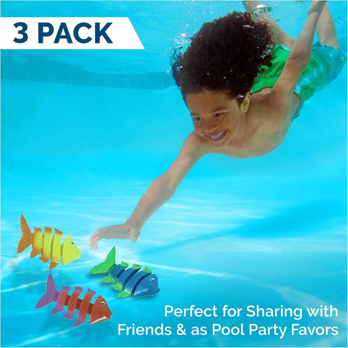SwimWays Fish Styx Kids Fish-Shaped Pool Diving Toys, 3 Pack, Bath Toys for Ages 5 and Up
