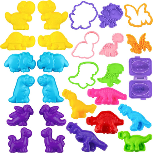 Dinosaur Dough Tools Set for Kids, 27 PCS Dinosaur Molds and Accessories