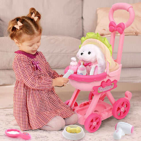 Golray Dog Toys for Kids Girls, Electronic Interactive Stuffed Dog Plush, 10 Pcs Toddler Girl Toy Dog Puppy Care Set