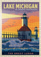 MyPuzzle Great Lakes: Lake Michigan, Vintage Poster - Premium 500 Piece Jigsaw Puzzle for Adults