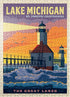 MyPuzzle Great Lakes: Lake Michigan, Vintage Poster - Premium 500 Piece Jigsaw Puzzle for Adults