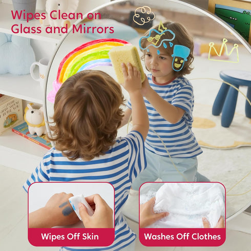 24 3+ SYNCFUN Pcs Twistable Silky Window Crayons, Washable Crayons, Glass and Paper, Easy to Hold & Quick-Drying Art