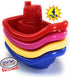 (11") Set 4 Pack Matty's Toy Stop Plastic Nesting/Stacking Tug Boats Red, Blue, Pink & Yellow Gift Bundle, Perfect