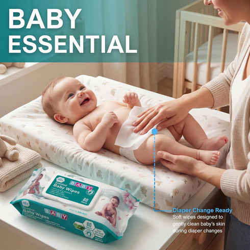 24 Pack (80 MED PRIDE Scented Baby Wipes, Wipes Each), Aloe & Vitamin E, Alcohol Free, Paraben Free, Soft & Strong Baby