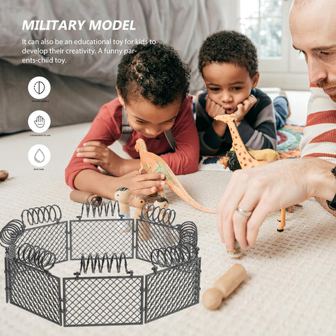 ibasenice Military Theme Prop Kids Toys, Scene Fence Model Toy Set for Game Lovers, Decorative Child Playthings