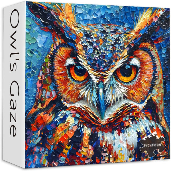 PICKFORU Owl Puzzles 1000 Pieces - Hard Impossible Jigsaw Puzzles Owl Painting, Challenging Decor
