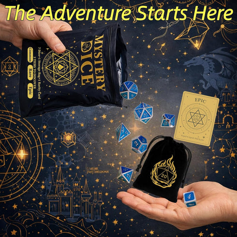 UURM Set 7 Set (6 Pack Mystery Dice of Polyhedral Dice, DND Dice with Storage Bag and Rarity Card, RPG Dice, for Role
