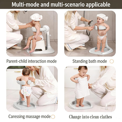Generic Multi-Mode Baby Standing Bath Aid with Adjustable Height, Parent-Child Interaction Support, Standing Bath