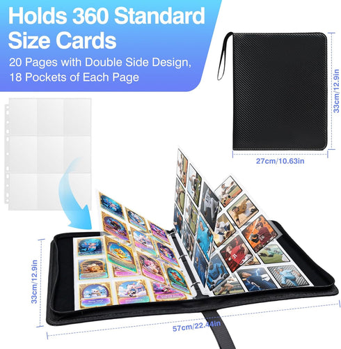 60 Pack 1080 9 3 Pockets Binder Card Sleeves Double-Sided Pocket Trading Card Pages for Ring Binder, Ultra-Clear