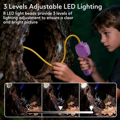 TKTKMETA 4-10 Kids Borescope Toys Camera with Light for Years Old Boys Girls Birthday Gift Type-C Rechargeable STEM