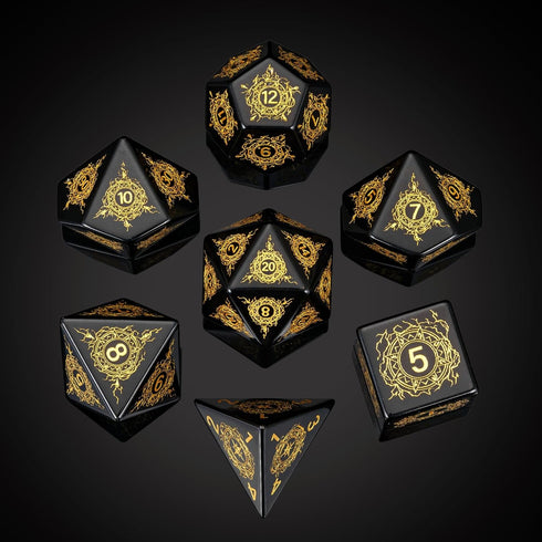 UDIXI Stone D&D Dice Set 7PCS Obsidian Dice with Gift Case for Dungeons and Dragons MTG